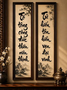 chữ thư pháp Việt trong không gian thờ cúng